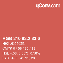 カラーコード: RGB 210 92.2 83.6 | qconv.com