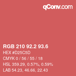 カラーコード: RGB 210 92.2 93.6 | qconv.com