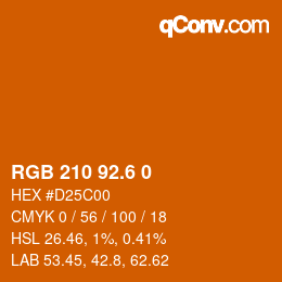 カラーコード: RGB 210 92.6 0 | qconv.com