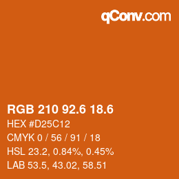 カラーコード: RGB 210 92.6 18.6 | qconv.com