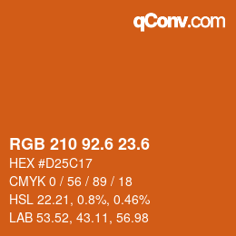 カラーコード: RGB 210 92.6 23.6 | qconv.com