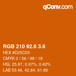 カラーコード: RGB 210 92.6 3.6 | qconv.com