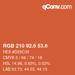 カラーコード: RGB 210 92.6 53.6 | qconv.com