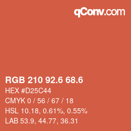 カラーコード: RGB 210 92.6 68.6 | qconv.com