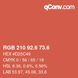 カラーコード: RGB 210 92.6 73.6 | qconv.com