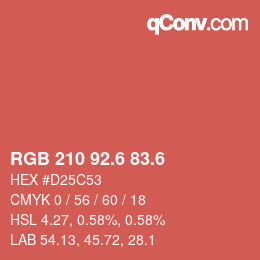 カラーコード: RGB 210 92.6 83.6 | qconv.com