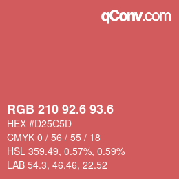 カラーコード: RGB 210 92.6 93.6 | qconv.com