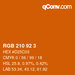 カラーコード: RGB 210 92 3 | qconv.com