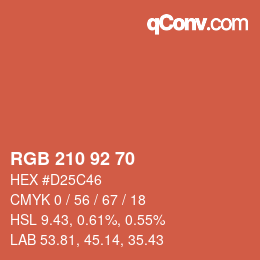 Color code: RGB 210 92 70 | qconv.com