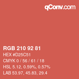 Color code: RGB 210 92 81 | qconv.com