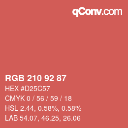 カラーコード: RGB 210 92 87 | qconv.com