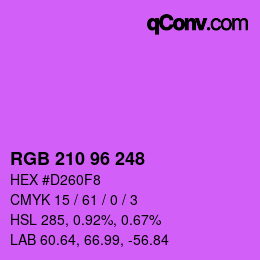 Color code: RGB 210 96 248 | qconv.com