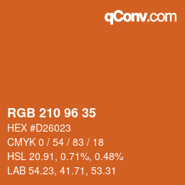 颜色代码: RGB 210 96 35 | qconv.com