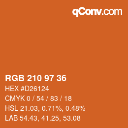 Color code: RGB 210 97 36 | qconv.com