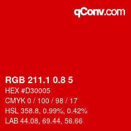 カラーコード: RGB 211.1 0.8 5 | qconv.com