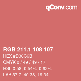 カラーコード: RGB 211.1 108 107 | qconv.com