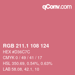 カラーコード: RGB 211.1 108 124 | qconv.com