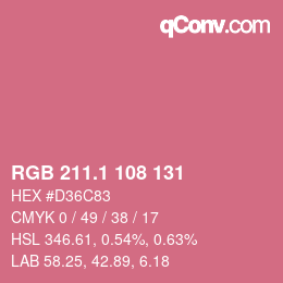 カラーコード: RGB 211.1 108 131 | qconv.com