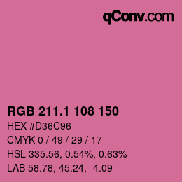 カラーコード: RGB 211.1 108 150 | qconv.com