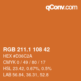 カラーコード: RGB 211.1 108 42 | qconv.com