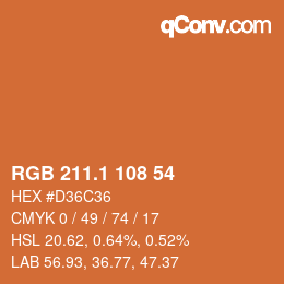 Color code: RGB 211.1 108 54 | qconv.com