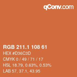 カラーコード: RGB 211.1 108 61 | qconv.com