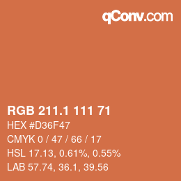 カラーコード: RGB 211.1 111 71 | qconv.com