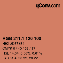 カラーコード: RGB 211.1 126 100 | qconv.com