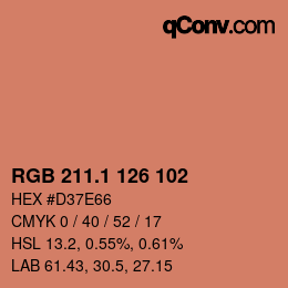 カラーコード: RGB 211.1 126 102 | qconv.com