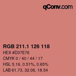 カラーコード: RGB 211.1 126 118 | qconv.com