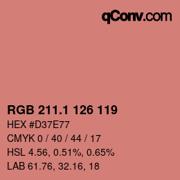 カラーコード: RGB 211.1 126 119 | qconv.com