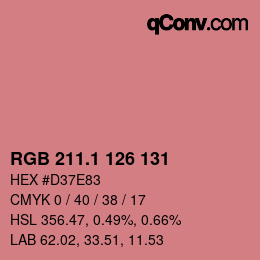 カラーコード: RGB 211.1 126 131 | qconv.com