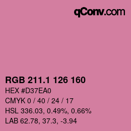 カラーコード: RGB 211.1 126 160 | qconv.com