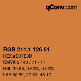 カラーコード: RGB 211.1 126 61 | qconv.com