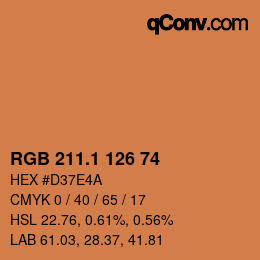 カラーコード: RGB 211.1 126 74 | qconv.com