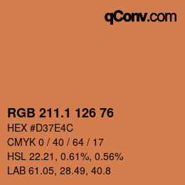 カラーコード: RGB 211.1 126 76 | qconv.com