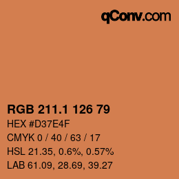 カラーコード: RGB 211.1 126 79 | qconv.com