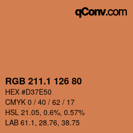 カラーコード: RGB 211.1 126 80 | qconv.com