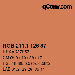 カラーコード: RGB 211.1 126 87 | qconv.com