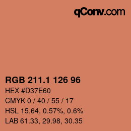 カラーコード: RGB 211.1 126 96 | qconv.com