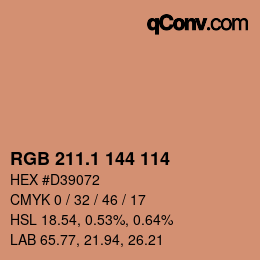 カラーコード: RGB 211.1 144 114 | qconv.com