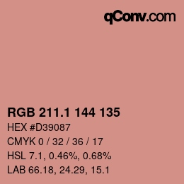 カラーコード: RGB 211.1 144 135 | qconv.com