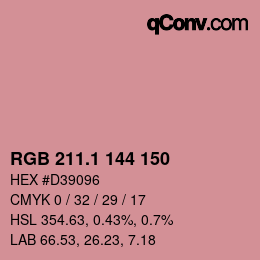 カラーコード: RGB 211.1 144 150 | qconv.com