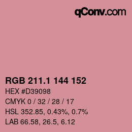 カラーコード: RGB 211.1 144 152 | qconv.com