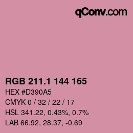 カラーコード: RGB 211.1 144 165 | qconv.com