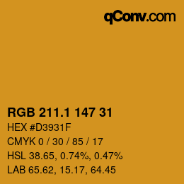 カラーコード: RGB 211.1 147 31 | qconv.com