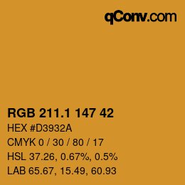 カラーコード: RGB 211.1 147 42 | qconv.com