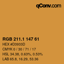カラーコード: RGB 211.1 147 61 | qconv.com
