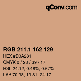 カラーコード: RGB 211.1 162 129 | qconv.com