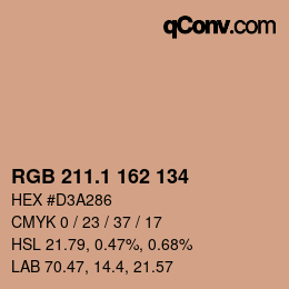 カラーコード: RGB 211.1 162 134 | qconv.com